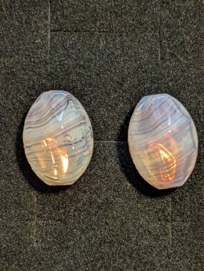 Handcrafted Lavender Striped Vintage Czech Glass Earings